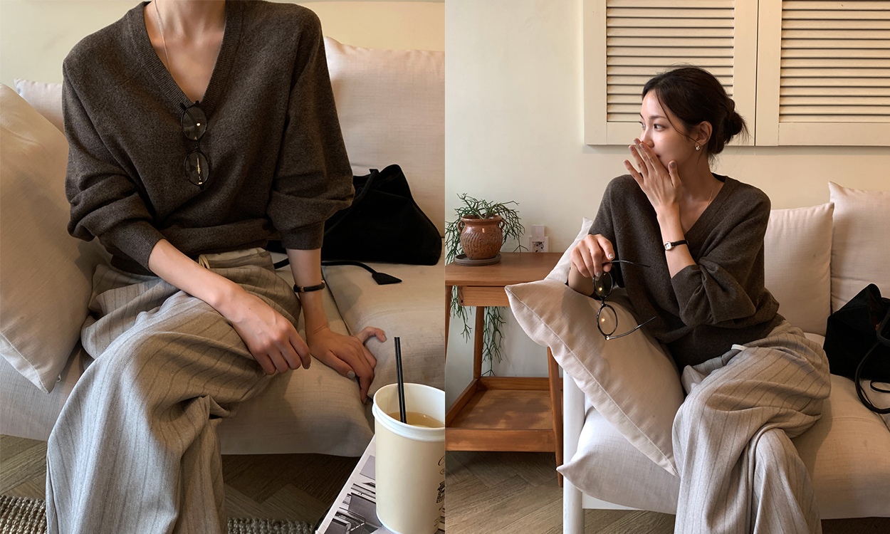 세련된 무드의
브이넥 니트