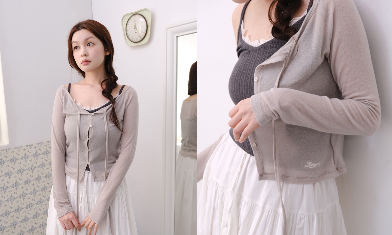 입자마자 여리하게 흐르는
블라썸 스트랩 가디건