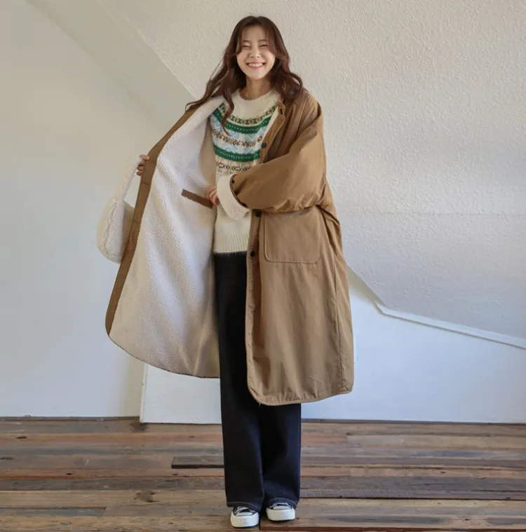 뽀글뽀글~한 겨울
양면착용 양털사파리코트