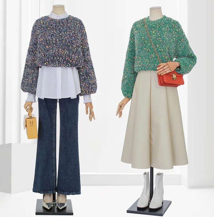 패셔너블 헤어리 크롭니트