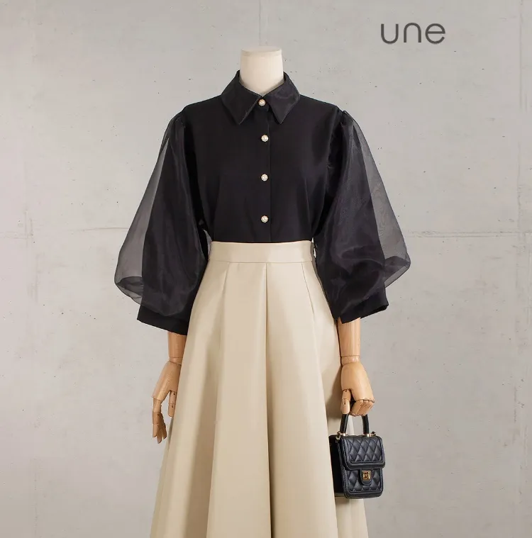 오간자레이어 벌룬블라우스