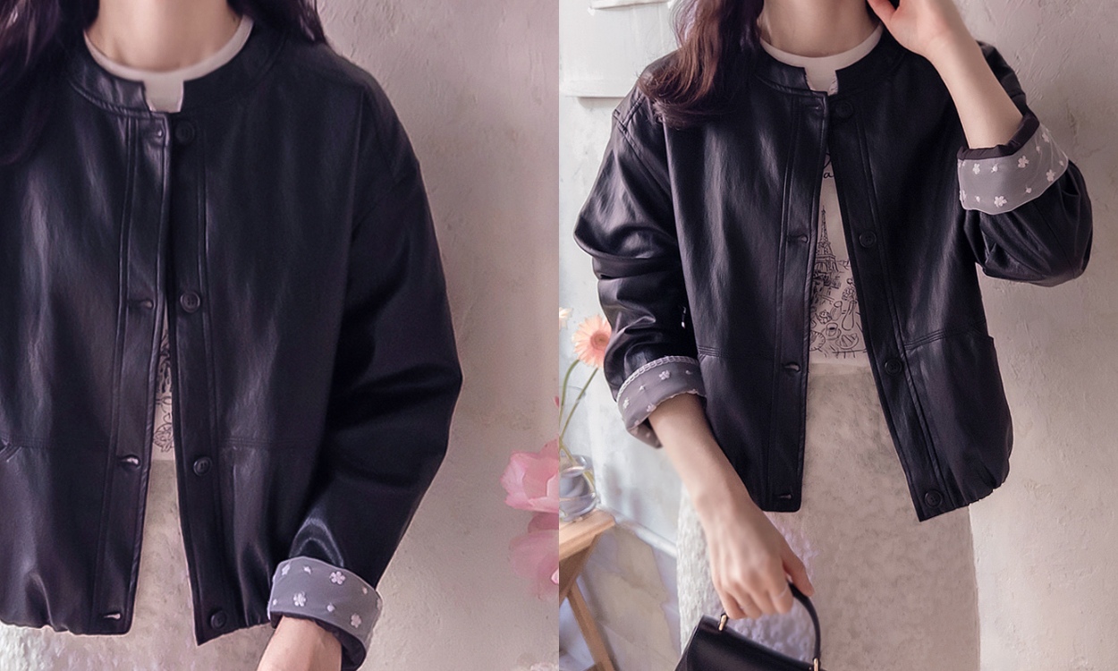 러블리 연출 가능한
레이스 레더 자켓