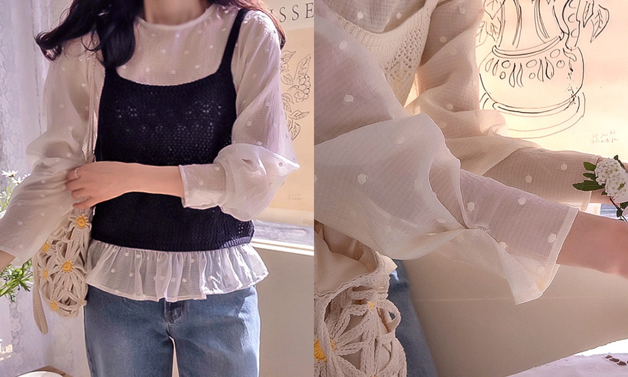 여리한 핏으로 사랑스럽게
블라우스&뷔스티에 세트!