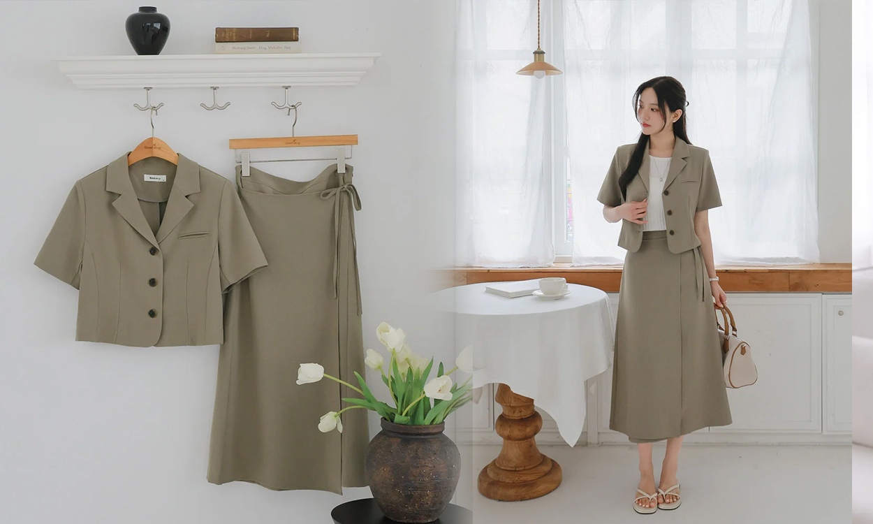 톤다운된 하객룩
시크제인 자켓스커트 셋업