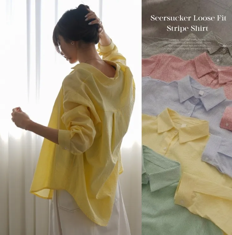 피부에 달라붙지 않는
시어서커 스프라이프 셔츠