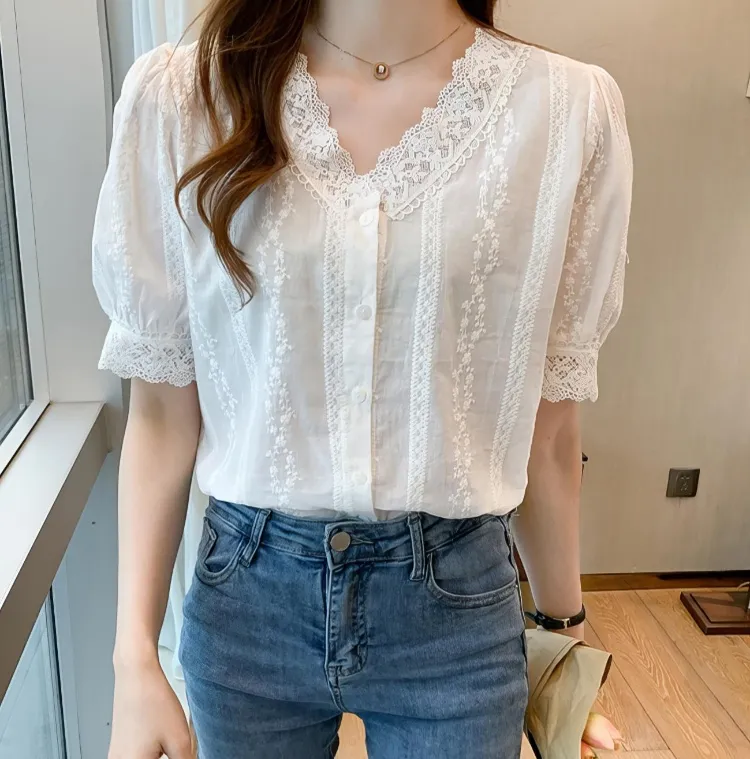 달라붙지 않아 시원해요
77까지~ 썸머 블라우스