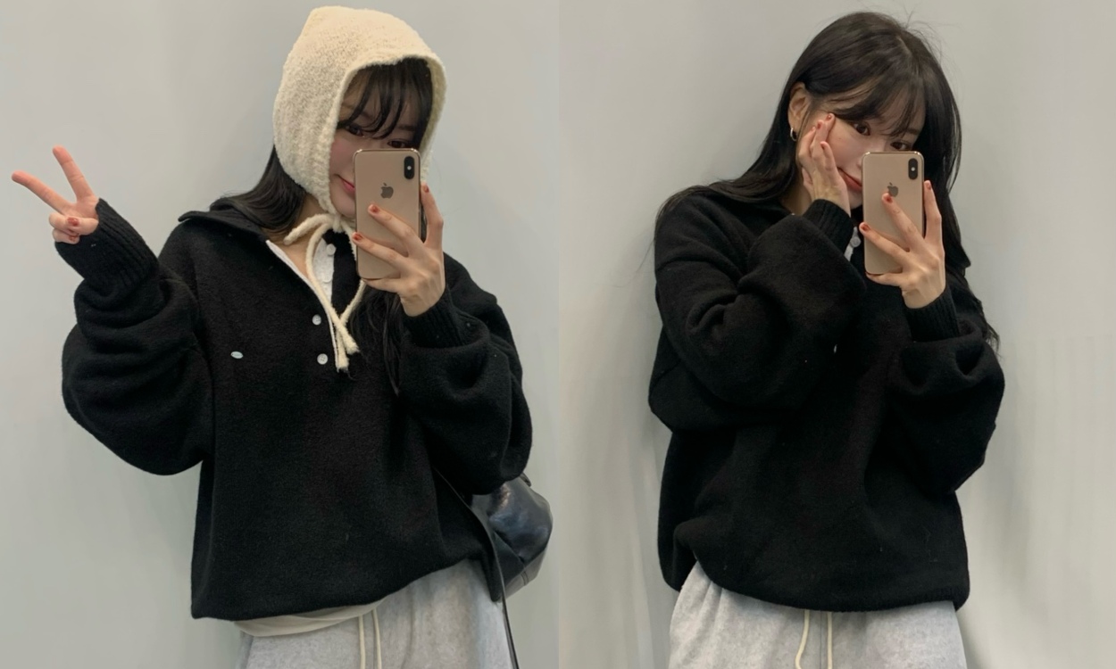 꾸안꾸 쏘큐트 박시핏
파타 하이넥 반오픈 니트