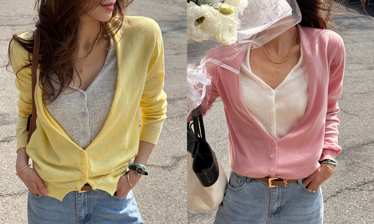 하나로 완성하는 꾸안꾸룩
배색레이어드가디건