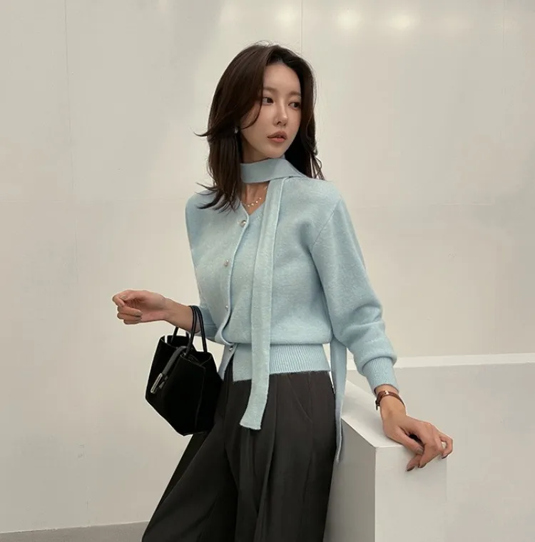 크루상 머플러 가디건