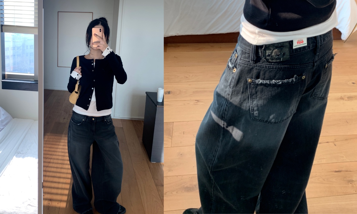 빈티지한 크랙 디테일
OOT 블랙 와이드 데님