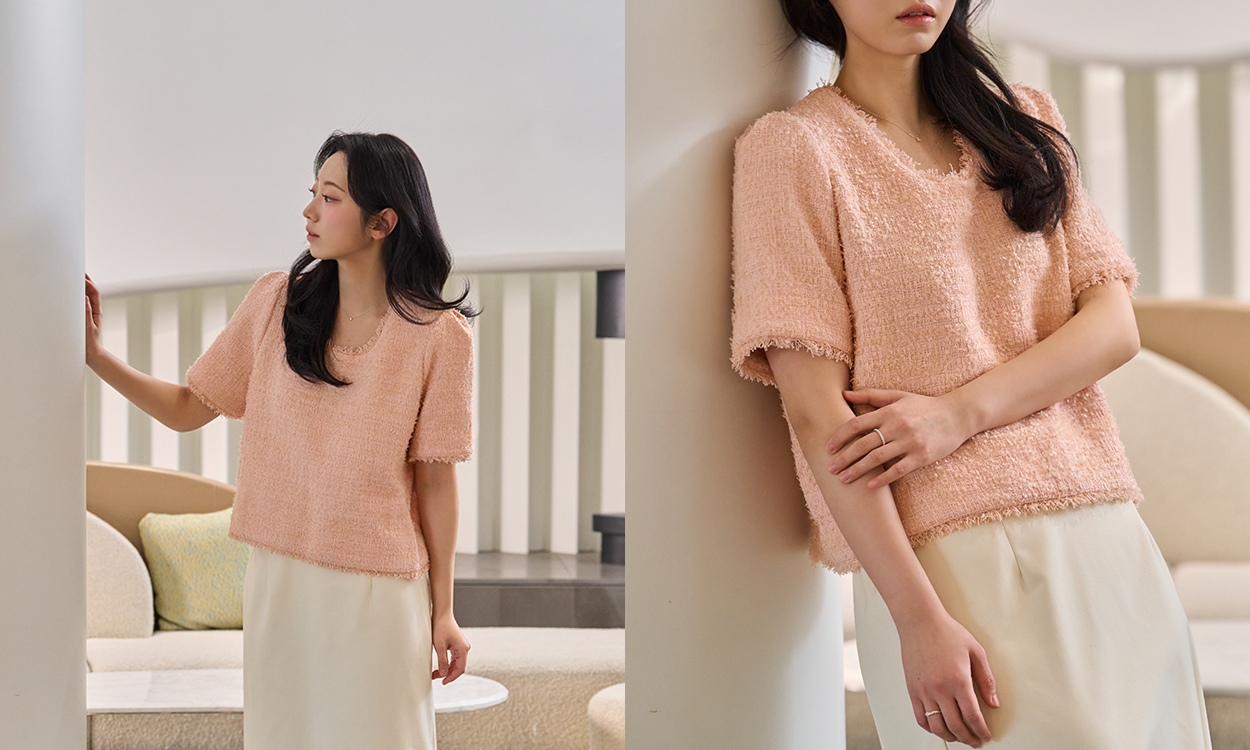 사랑스런 페미닌 무드
반팔 트위드 블라우스