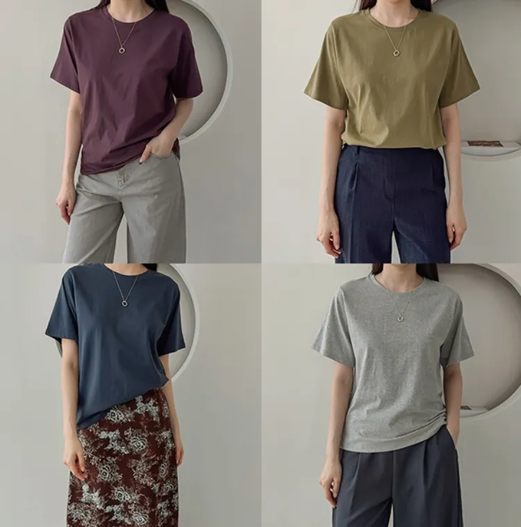 차분한 컬러가 매력적인
데일리 라운드 반팔 티