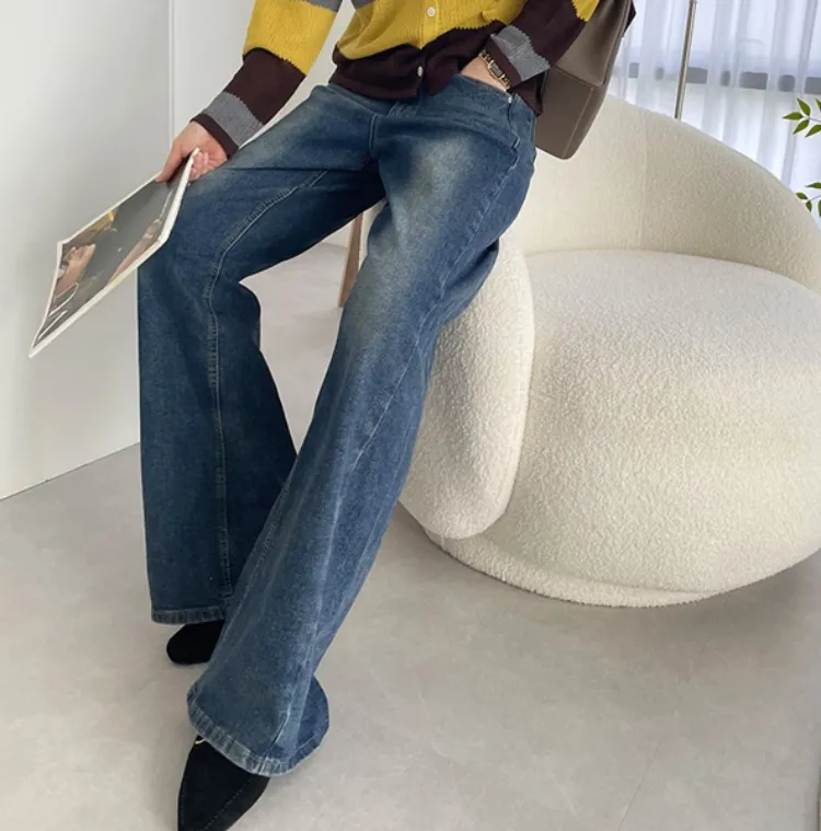 다리가 길어보이는 
데일리 와이드 데님 팬츠