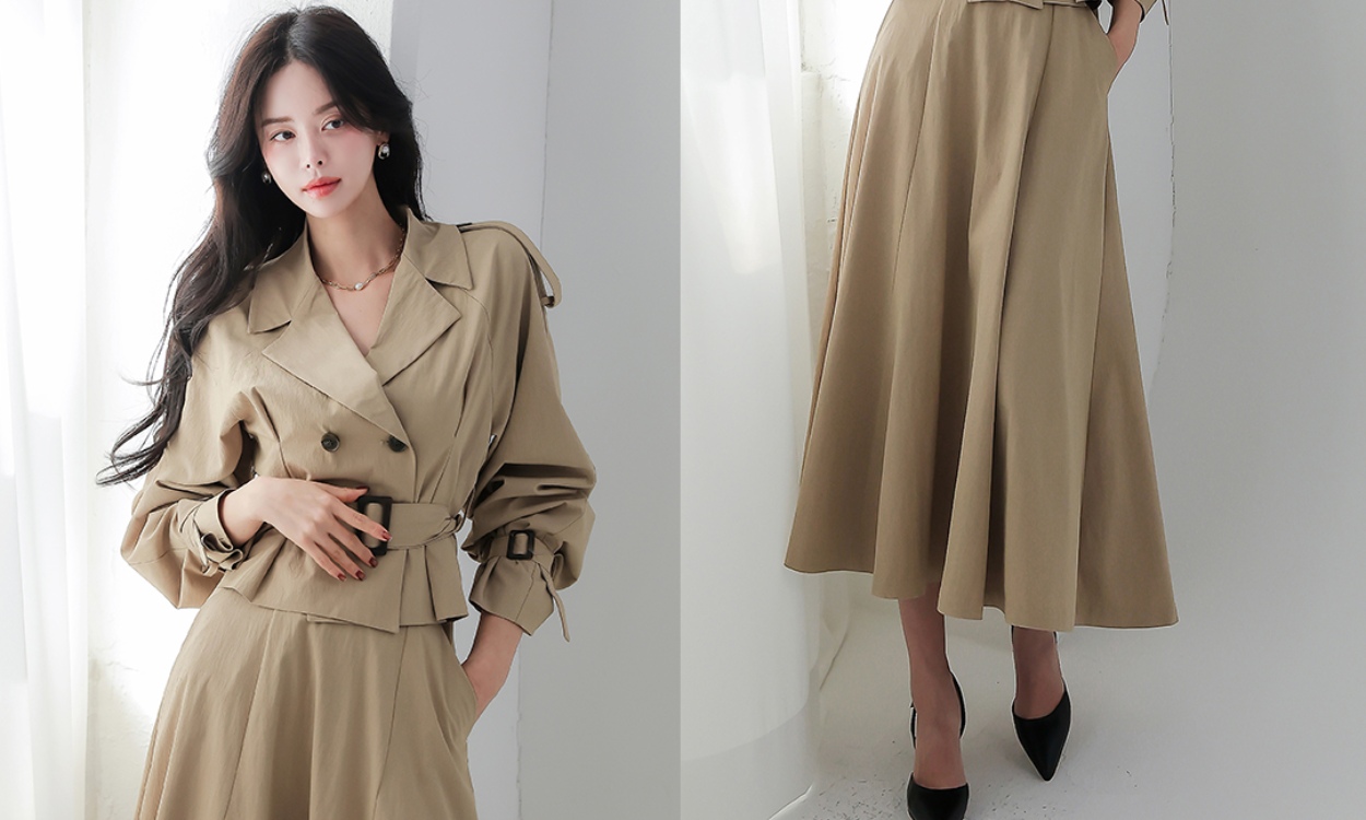 간절기 모임룩 오피스룩
트렌치 투피스 