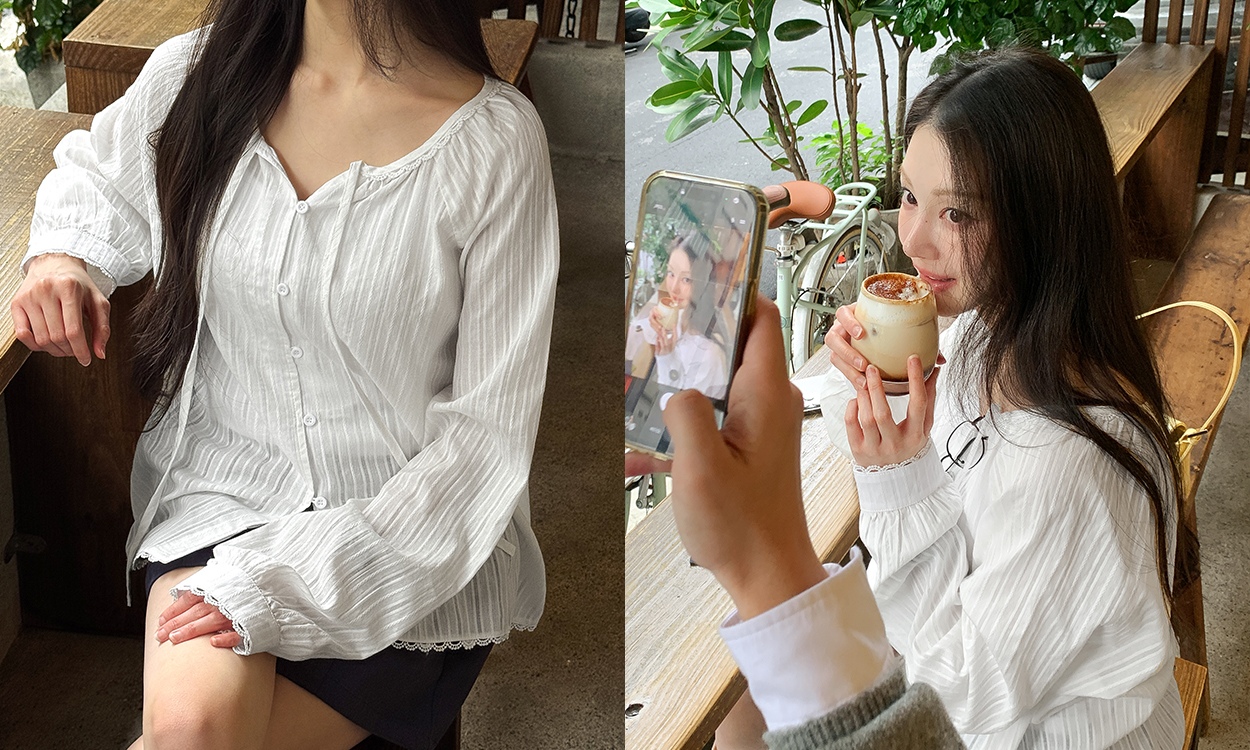 봄 무드 가득한
레이스 스트랩 블라우스