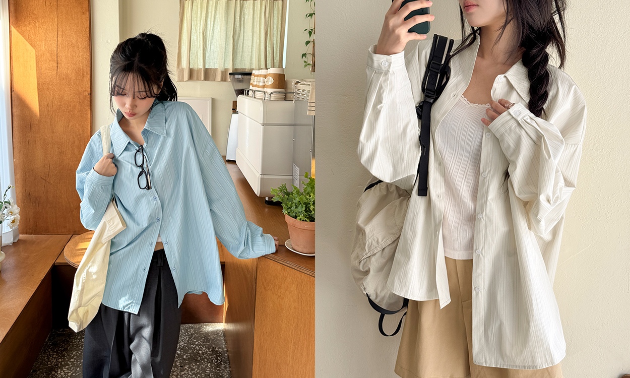 툭 걸쳐도 완성되는 코디
스트라이프 오버핏 셔츠