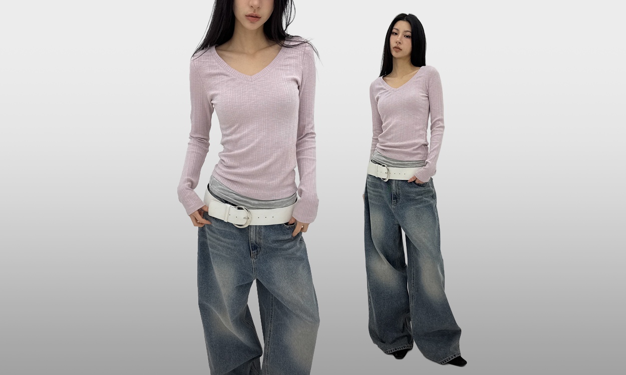 유연하고 소프트한 소재의
모달 브이넥 긴팔티