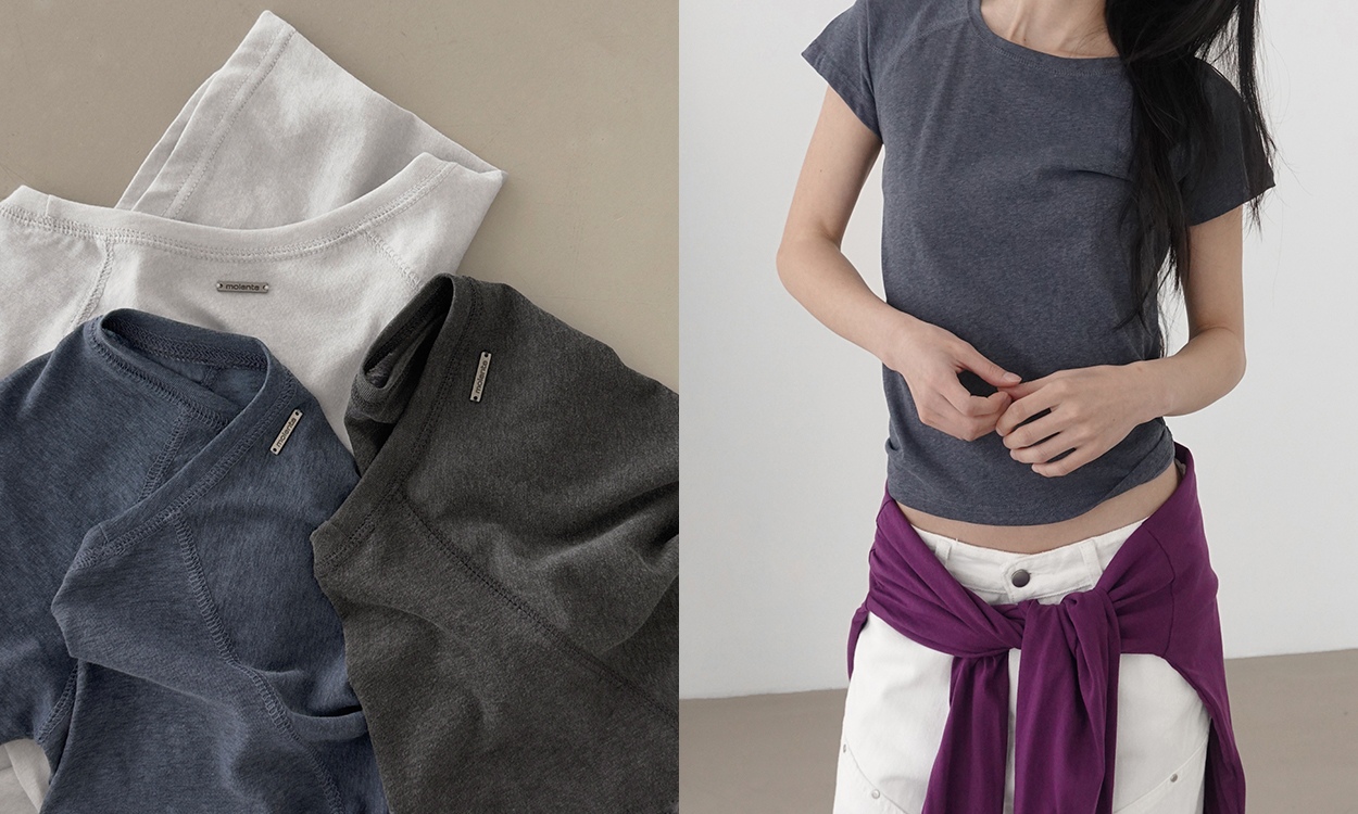 빈티지 무드, 매일 입는
피그먼트 래글런 반소매티