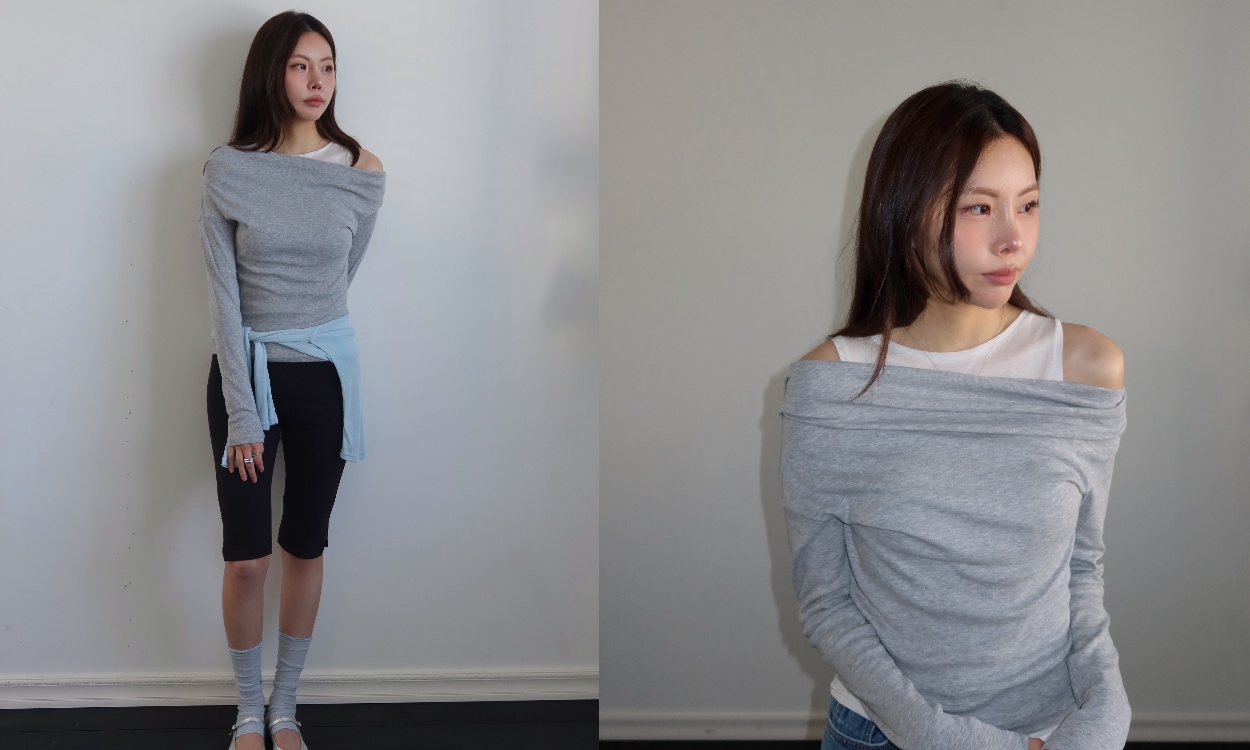 하나로 완성하는
레이어드 오프숄더 티