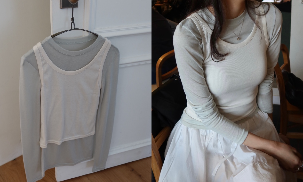 컬러 포인트
레이어드 티