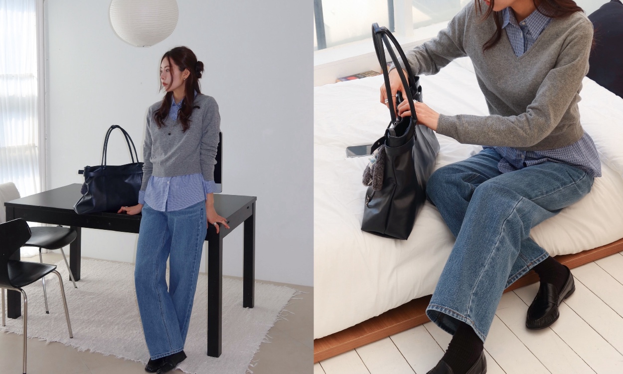 가볍게 겹쳐 입는
셔츠 니트