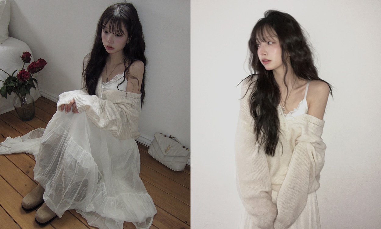 여리여리한 레이스와
함께 즐기는 니트