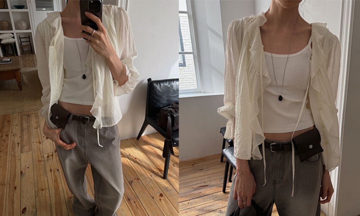 CRÈME ARCHIVE
비욘드 핀턱프릴 블라우스