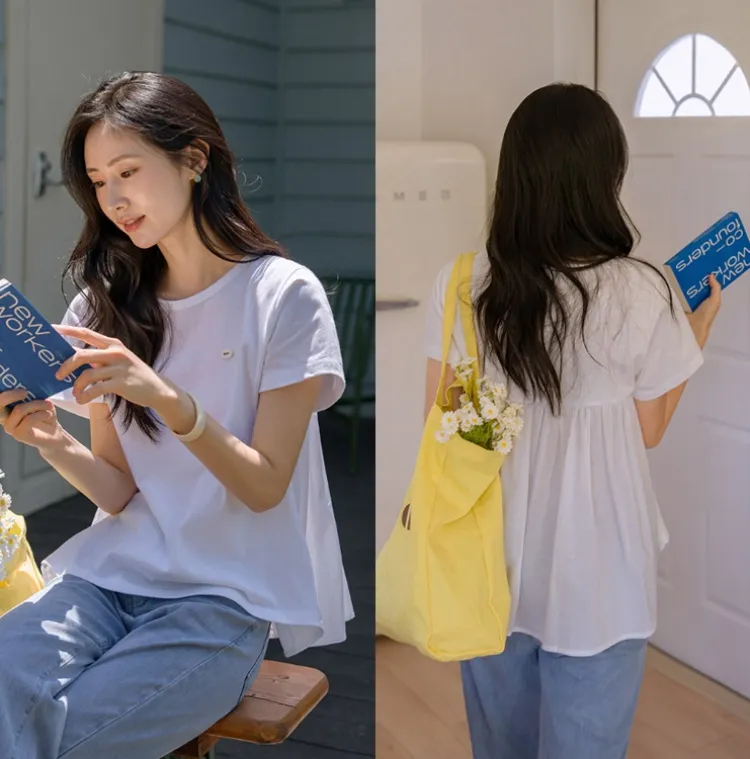 블라우스처럼 찰랑~
백플레어 티셔츠!