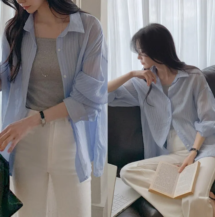 시어한 텐셀 텍스처
하늘하늘 셔츠