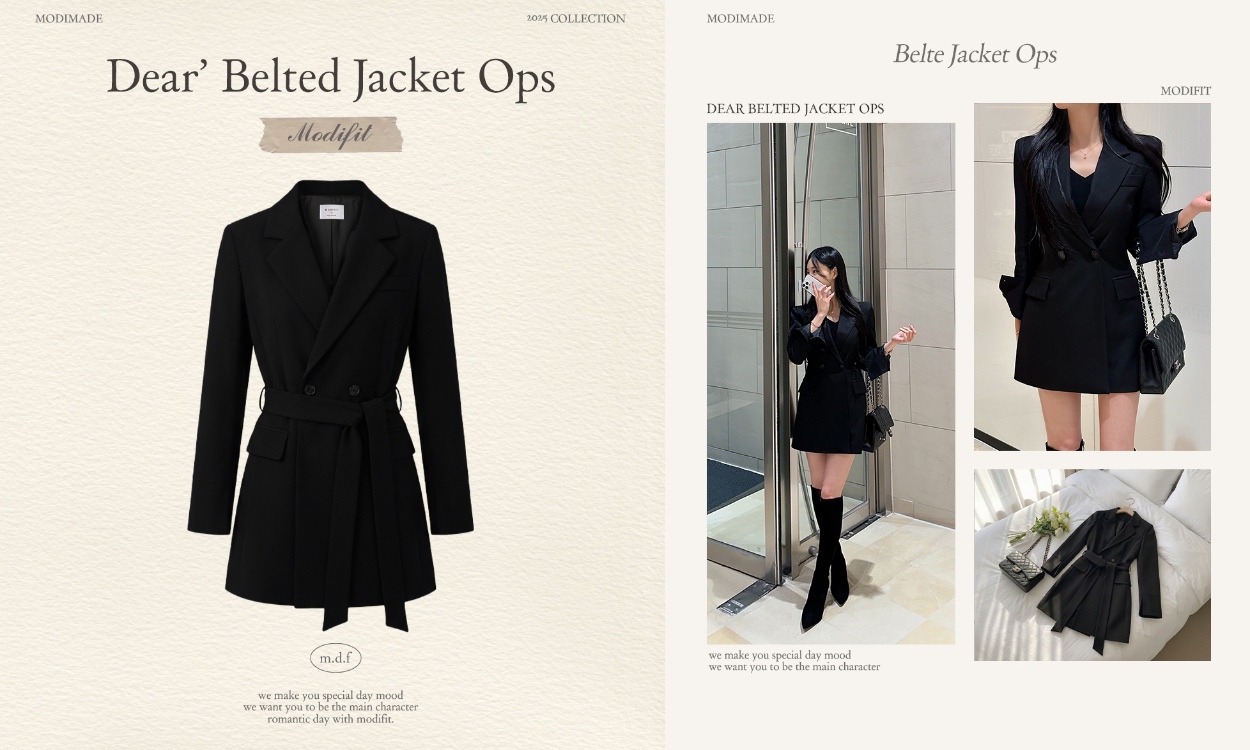 벨티드 실루엣으로ღ
자연스러운 자켓원피스