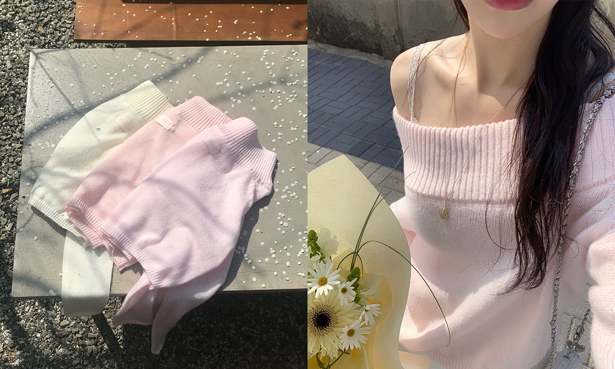 벚꽃룩 ʚෆɞ
블러쉬 오프숄더 knit