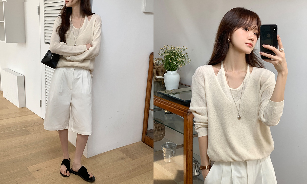 일체형 홀터 디자인*.*
하나로 센스있는 룩 완성