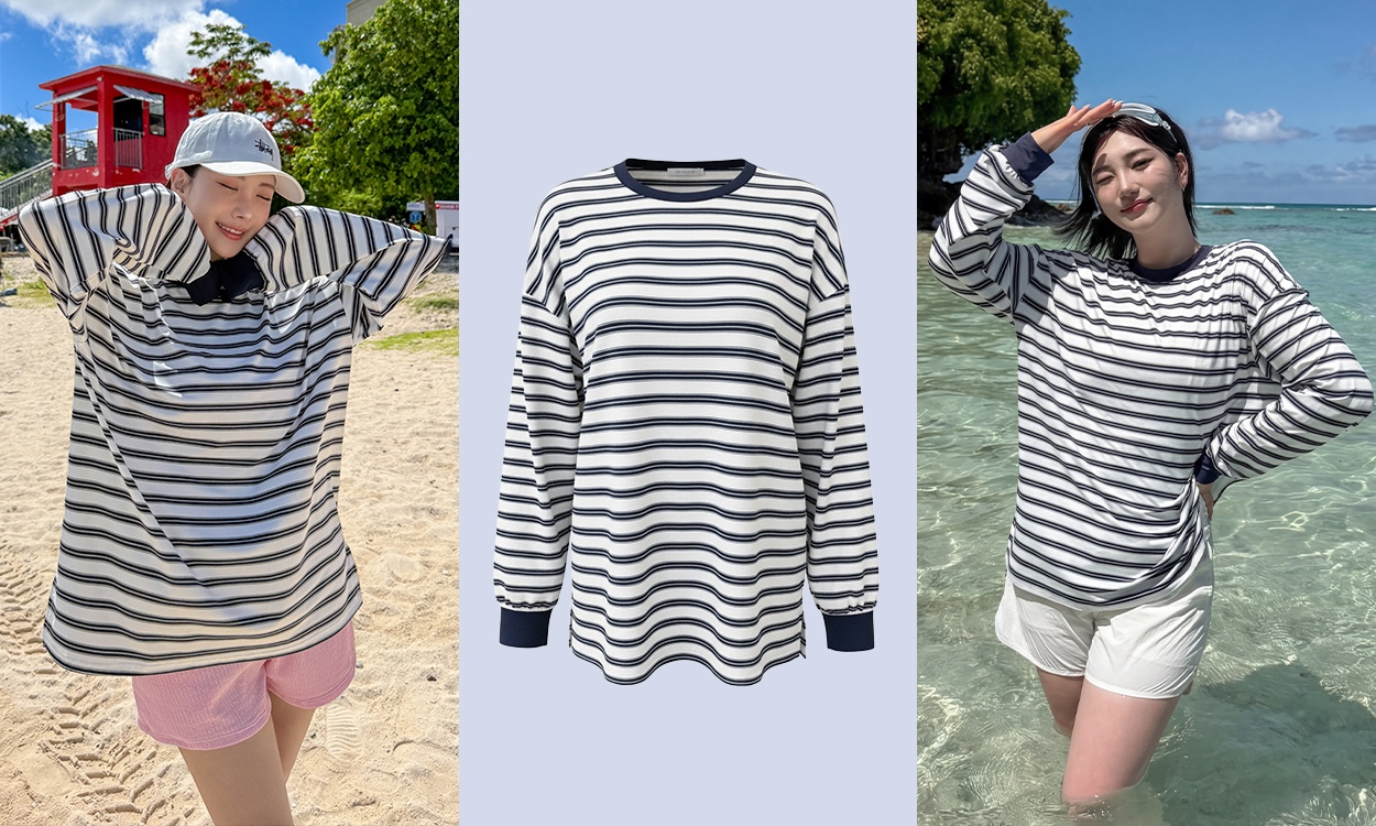 트렌디한 마린 스트라이프
군더더기 없는 루즈핏ꕤ*
