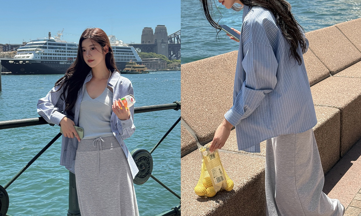 데일리룩에 포인트 한스푼
스트라이프 체크 셔츠