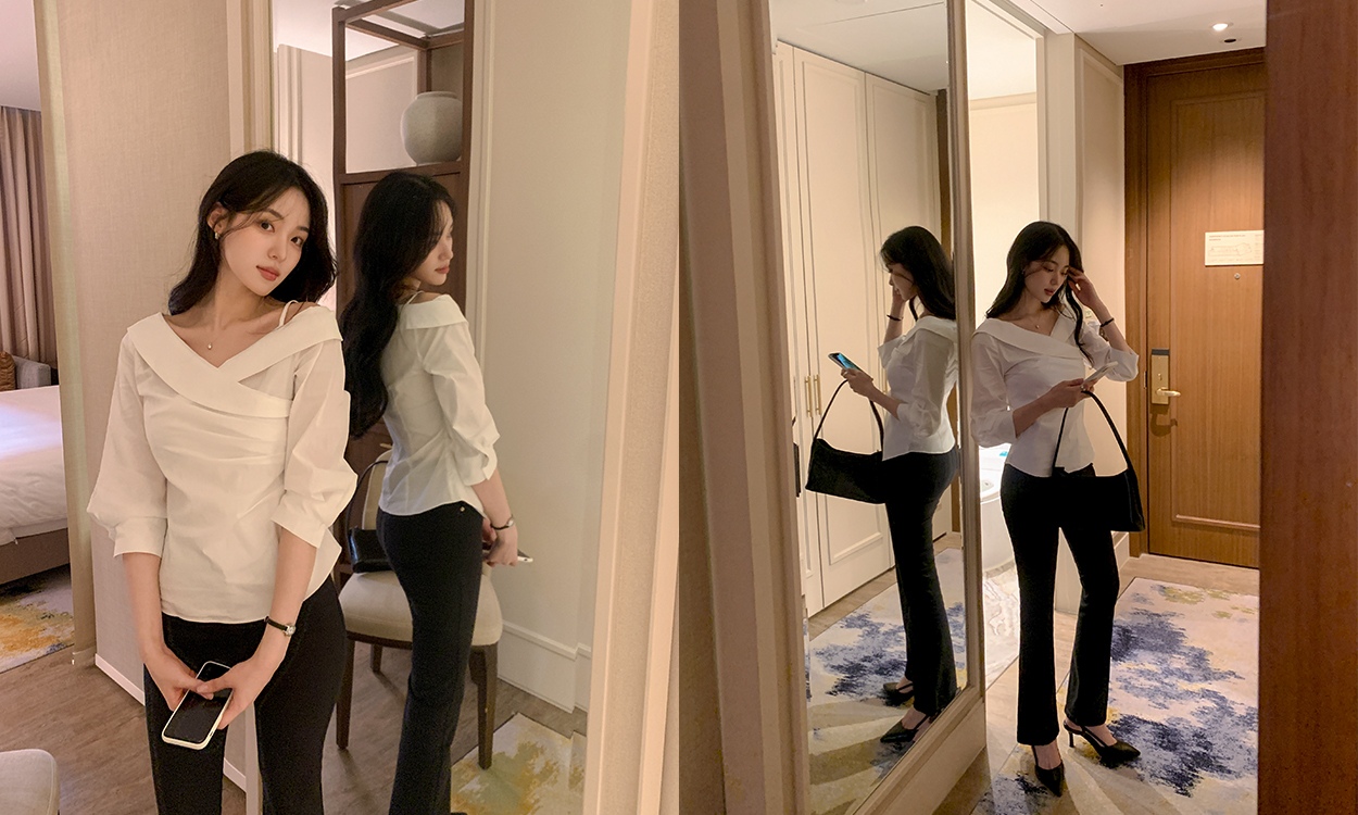 데이트룩이 고민되는 날!
 원 오프숄더로여성스럽게