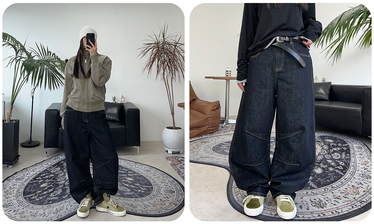 커브드 실루엣이
매력적인 데님팬츠 :)