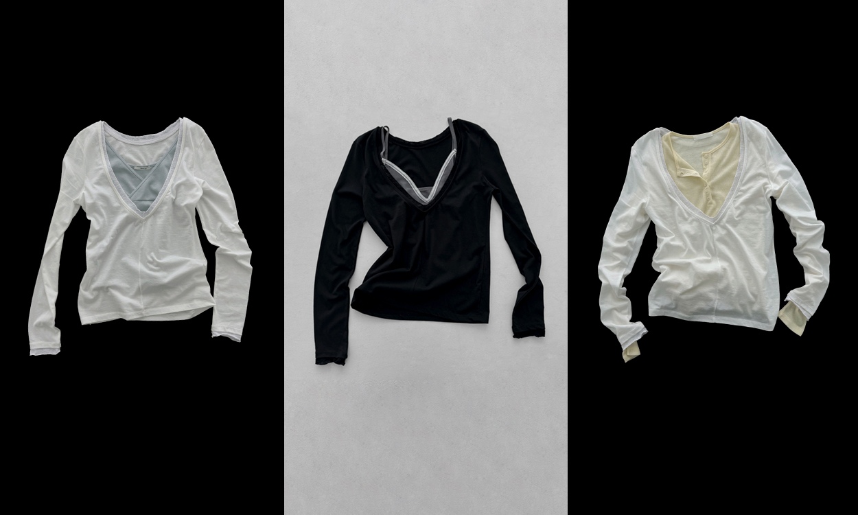 부드러운 모달 소재
딥브이넥티셔츠