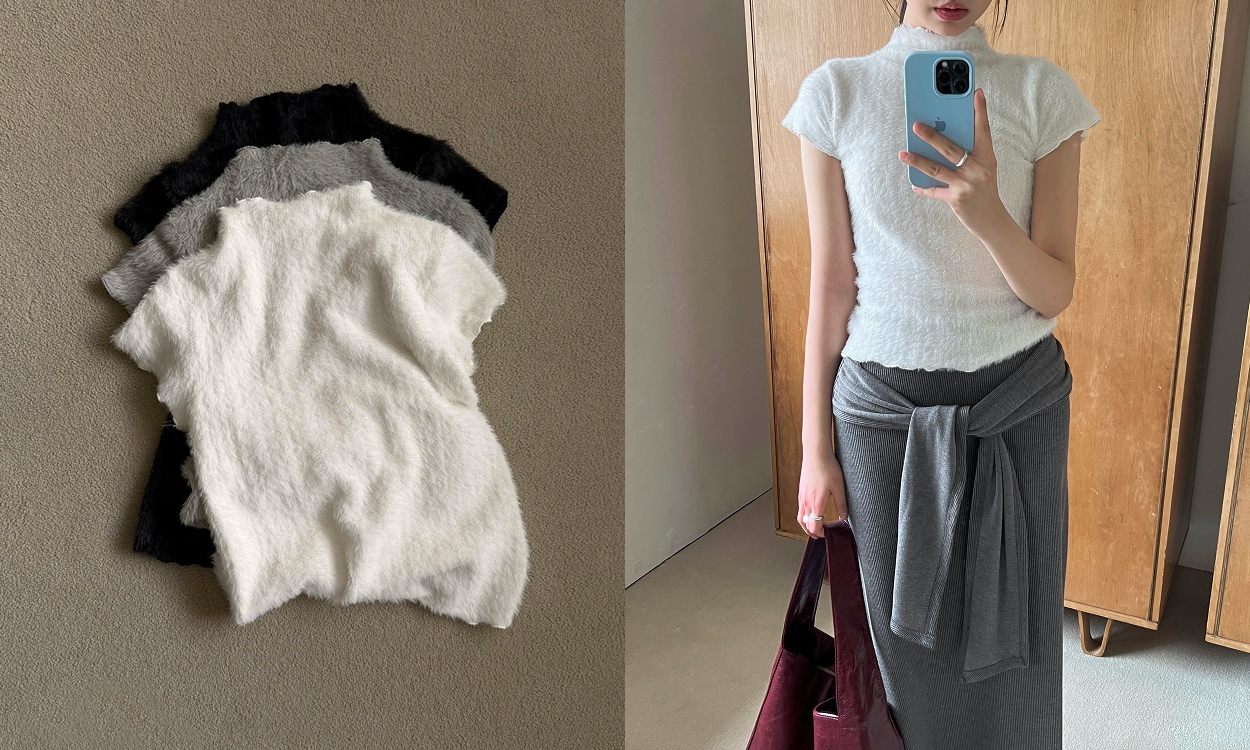 헤어리 하프넥 반팔 니트
페미닌 봄 데이트룩౨ৎ